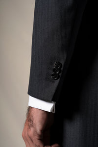 Herringbone Grey Morning Suit Beige Vest - Chaqué BUND