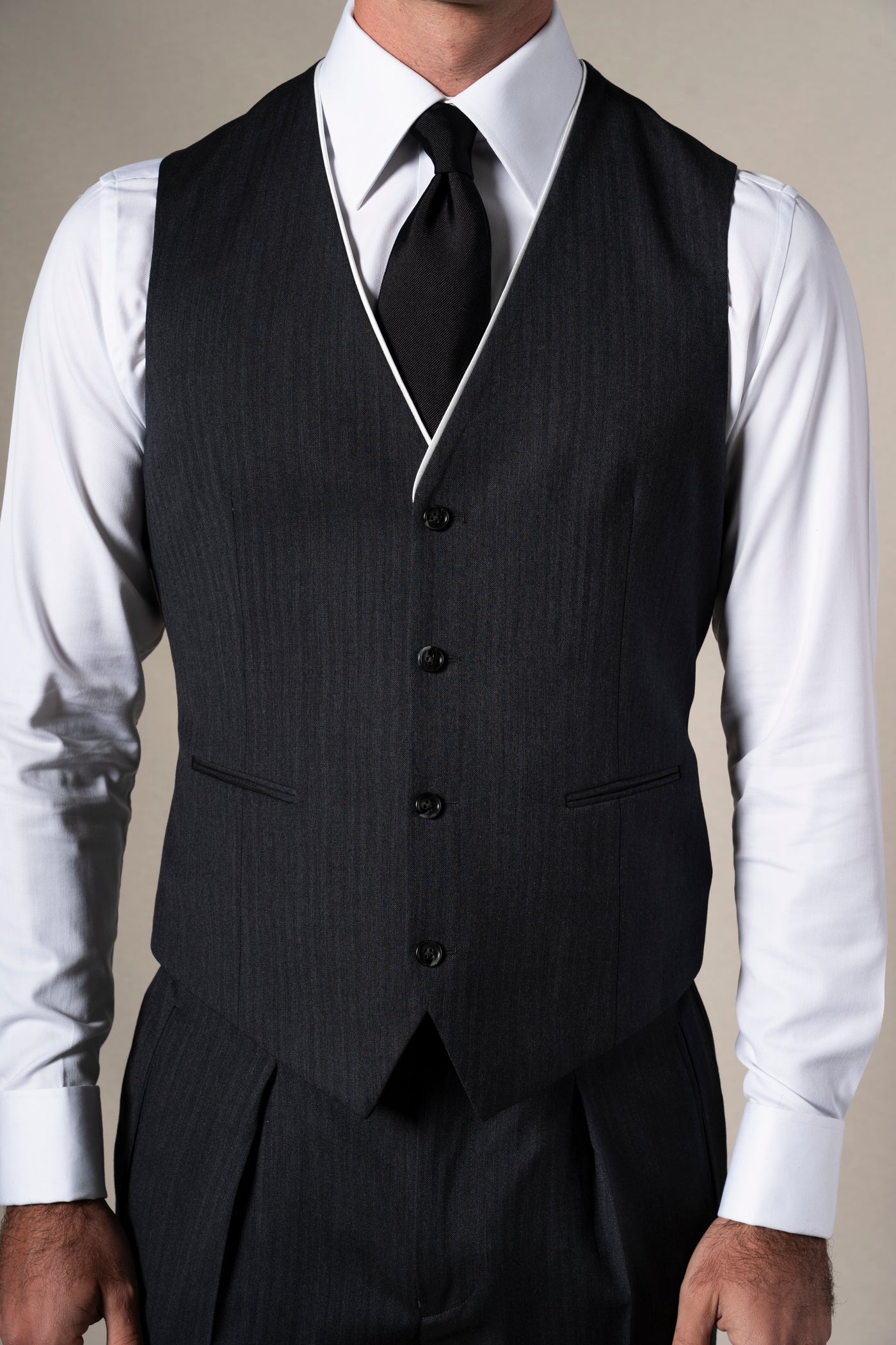 Classic Herringbone Grey Morning Suit - Chaqué BUND