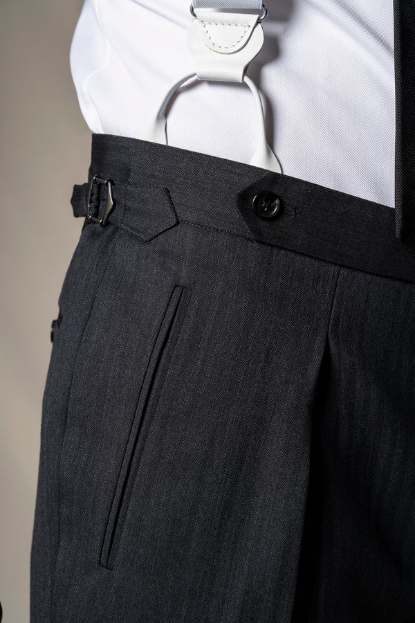 Herringbone Grey Morning Suit Beige Vest