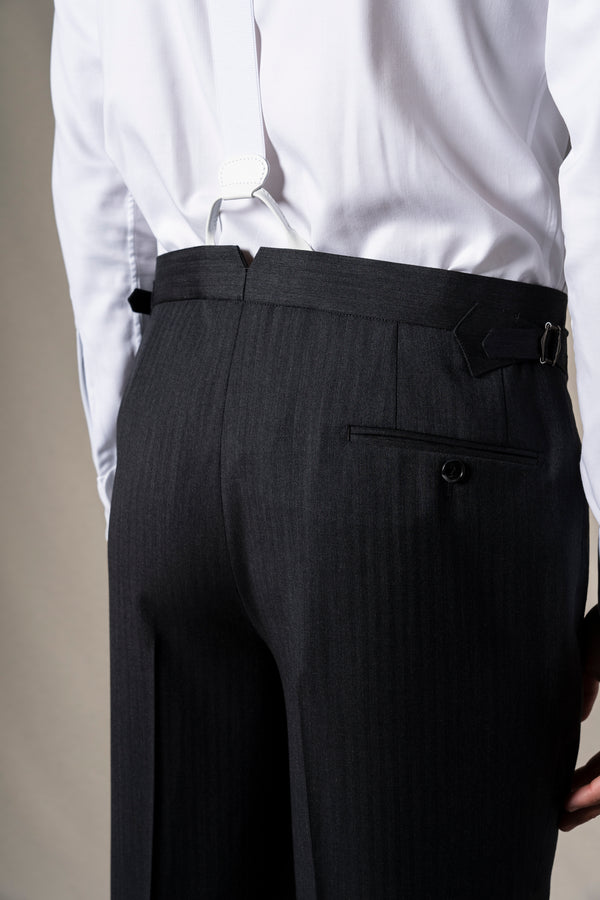 Classic Herringbone Grey Morning Suit