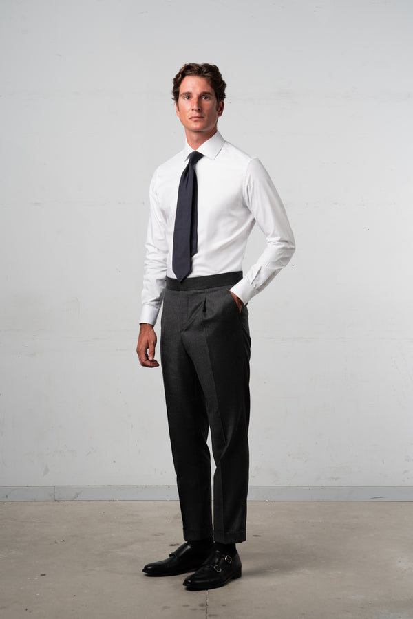 Herringbone White Business Shirt