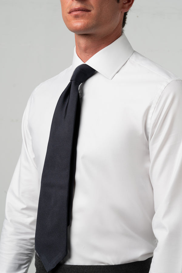 Herringbone White Business Shirt