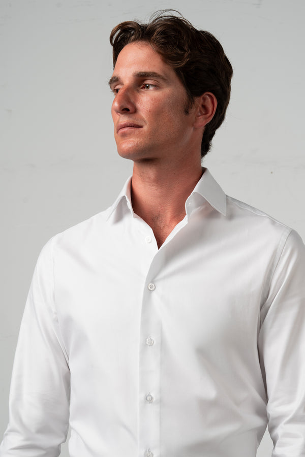 Herringbone White Business Shirt