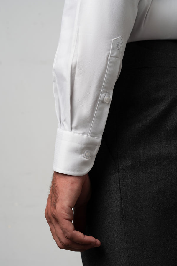 Herringbone White Business Shirt