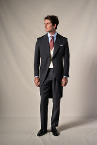 Herringbone Grey Morning Suit Beige Vest - Chaqué BUND
