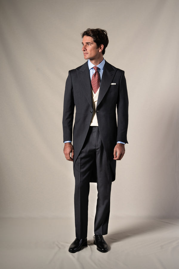 Herringbone Grey Morning Suit Beige Vest