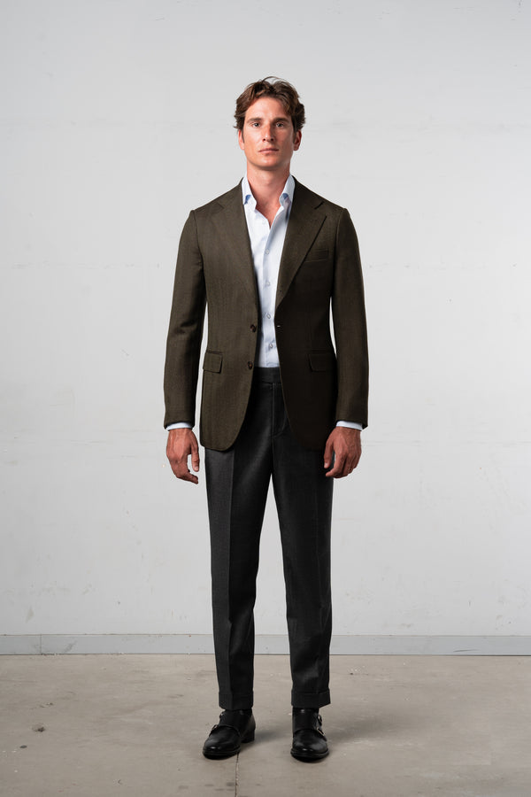 Herringbone Dark Green Blazer