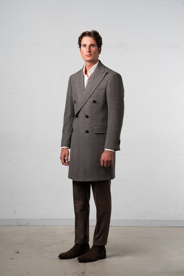 Herringbone Grey Brown Coat