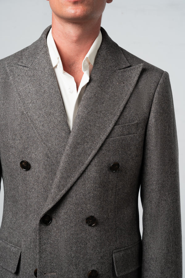 Herringbone Grey Brown Coat