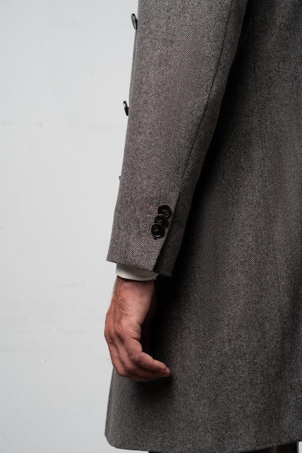 Herringbone Grey Brown Coat