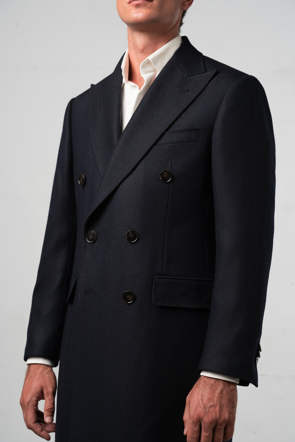 Herringbone Dark Navy Coat