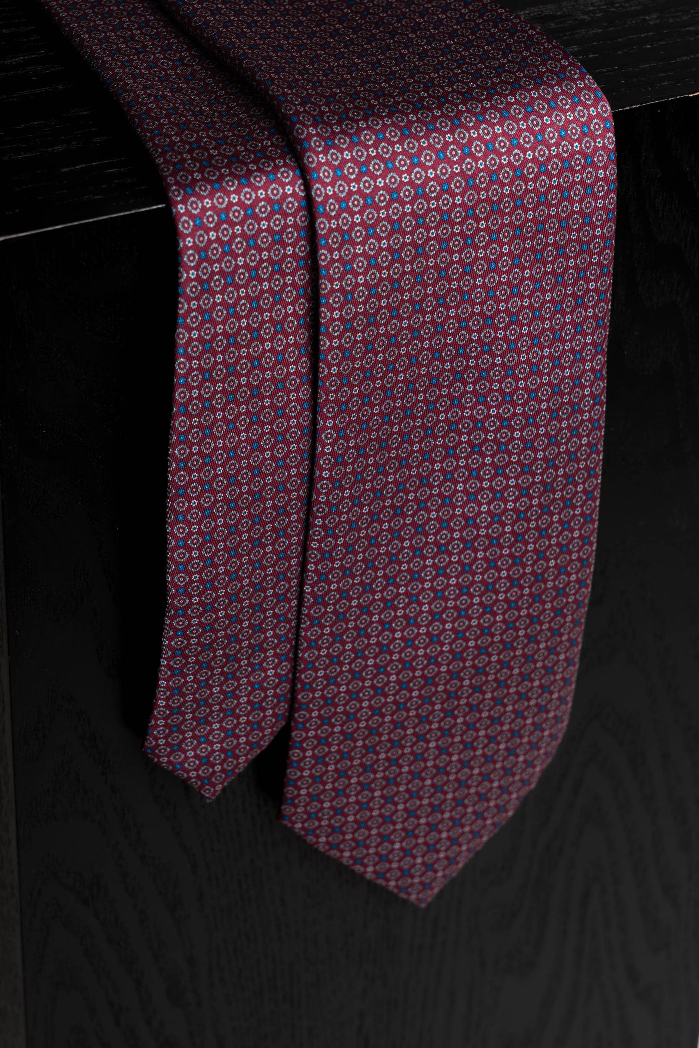 Corbata Microflowers Burgundy de seda - BUND