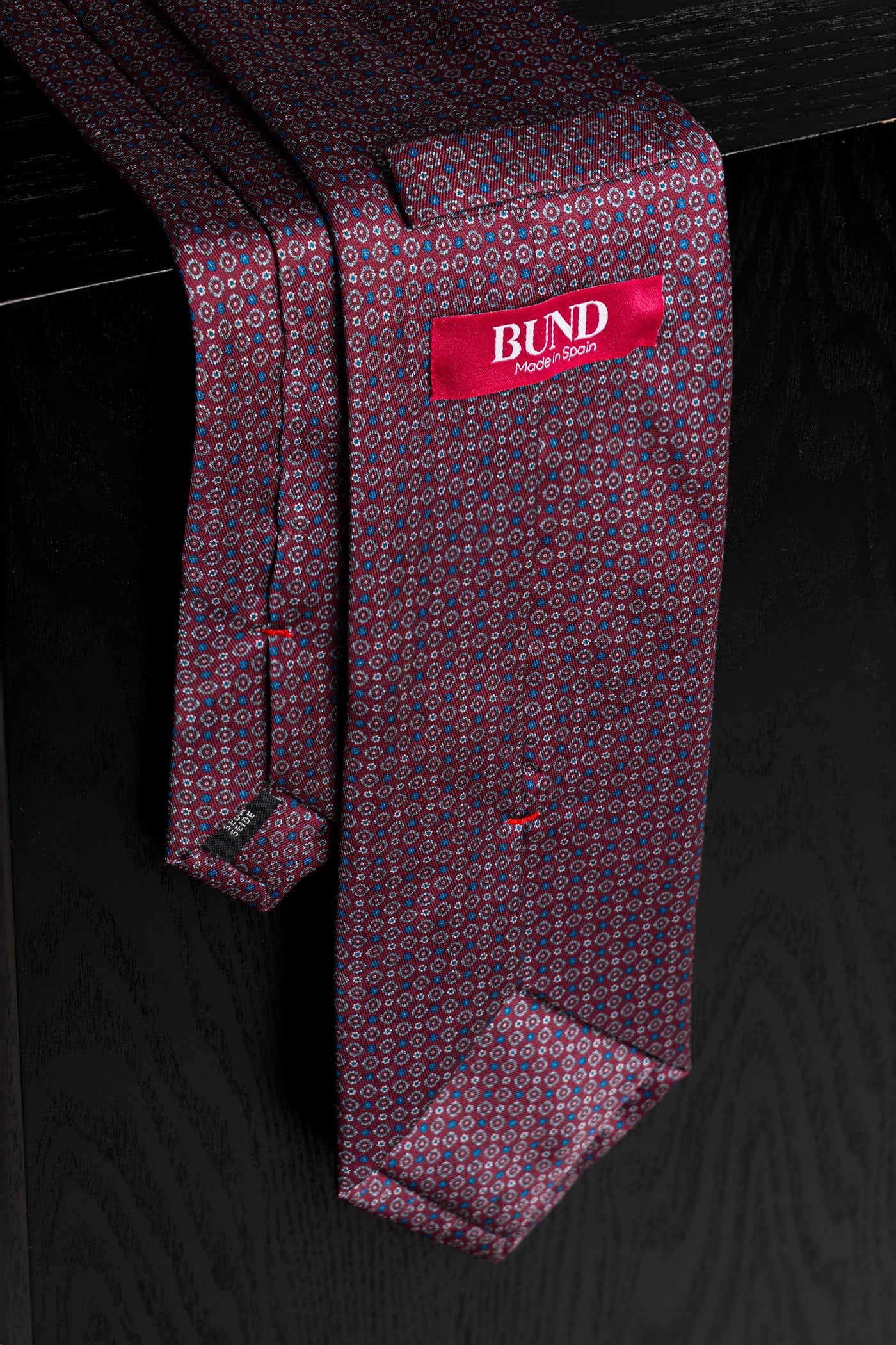 Corbata Microflowers Burgundy de seda - BUND