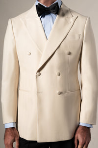 Off White Herringbone Tuxedo - Esmoquin a medida BUND