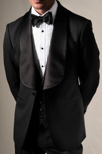 Black Herringbone 3 Pieces Tuxedo - Esmoquin a medida BUND