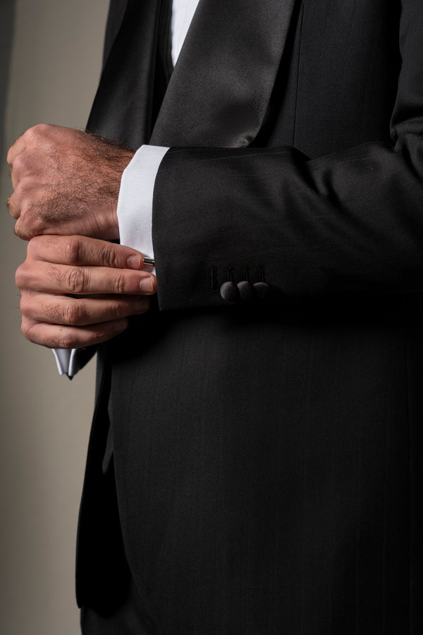 Black Herringbone 3 Pieces Tuxedo