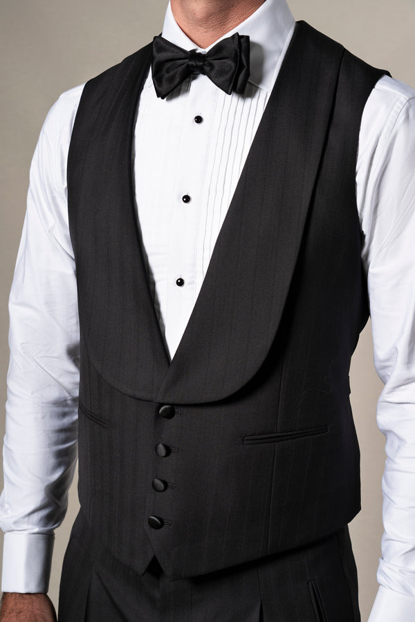 Black Herringbone 3 Pieces Tuxedo