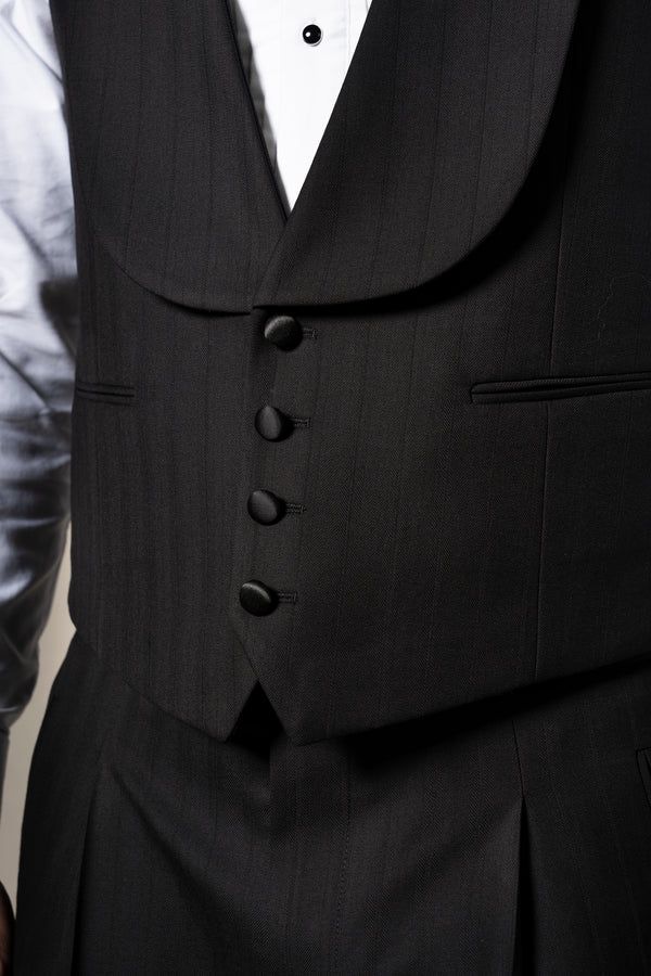 Black Herringbone 3 Pieces Tuxedo