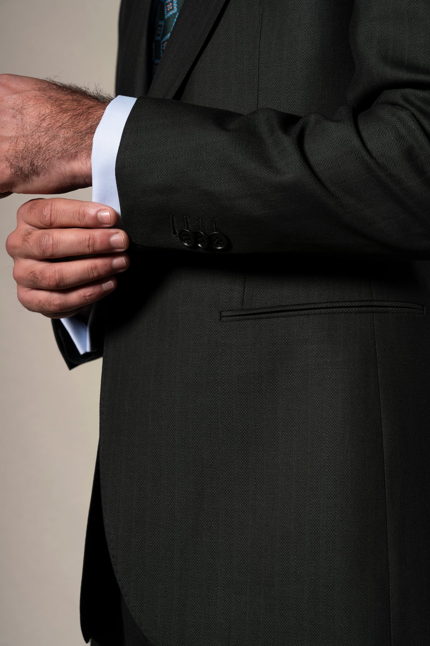 Dark Green Herringbone Suit - Traje a medida BUND