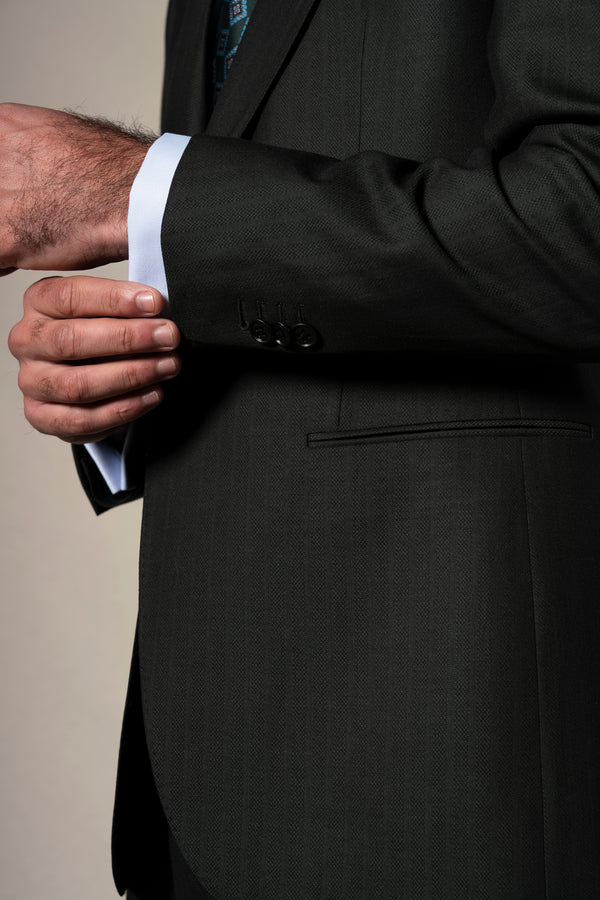 Dark Green Herringbone Suit