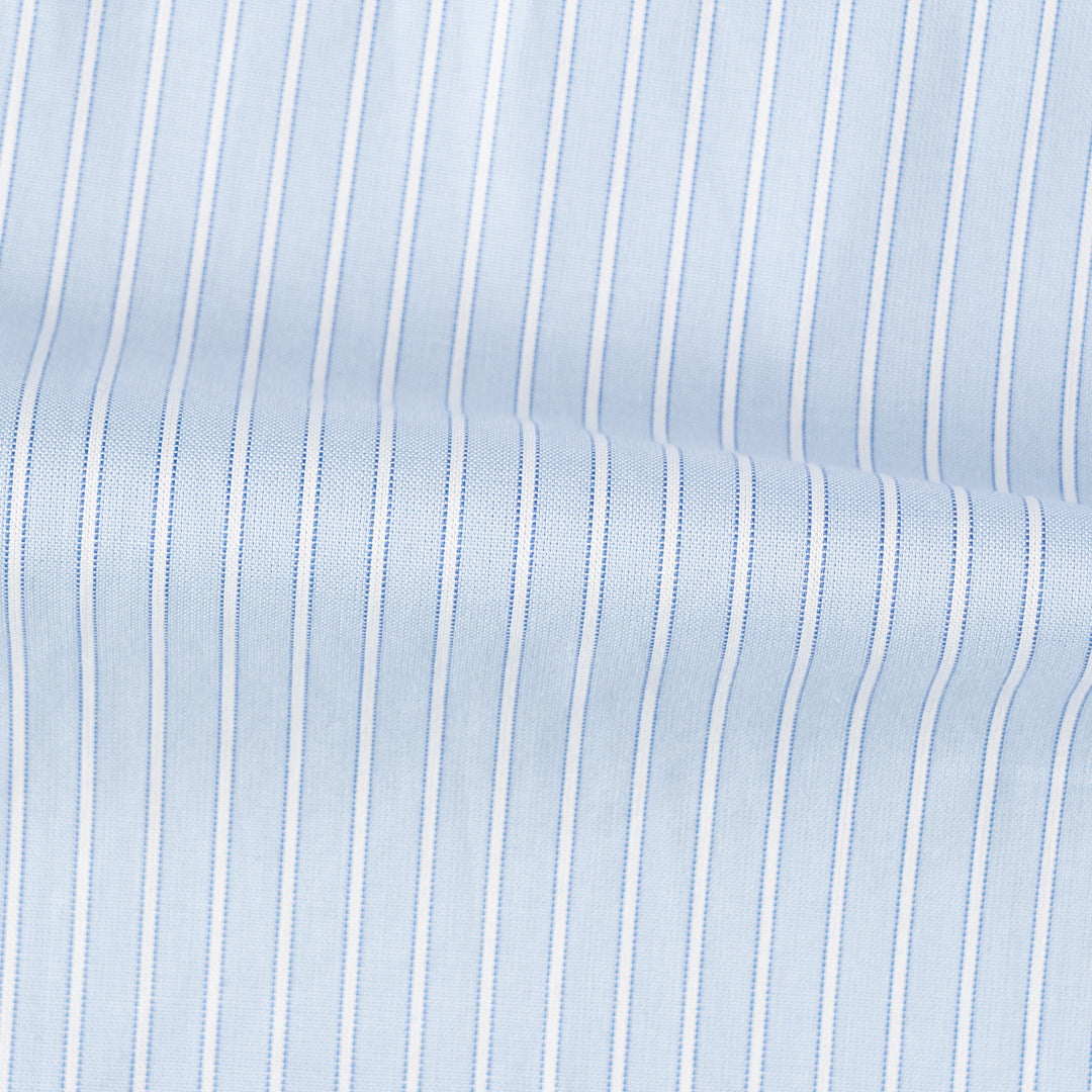 Stripes Light Blue Cotton Business Shirt - Camisa BUND