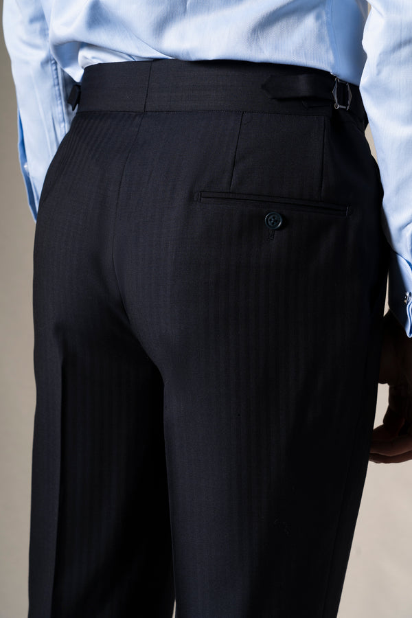 Dark Blue Herringbone 3 Pieces Suit