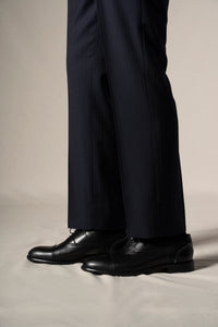 Dark Blue Herringbone 3 Pieces Suit - Traje a medida BUND