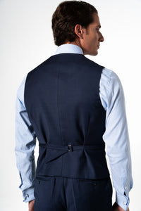 Wales Wool Navy Blue Tailoring Vest Double