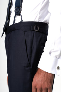 Plain Wool Dark Navy Tailoring Pants
