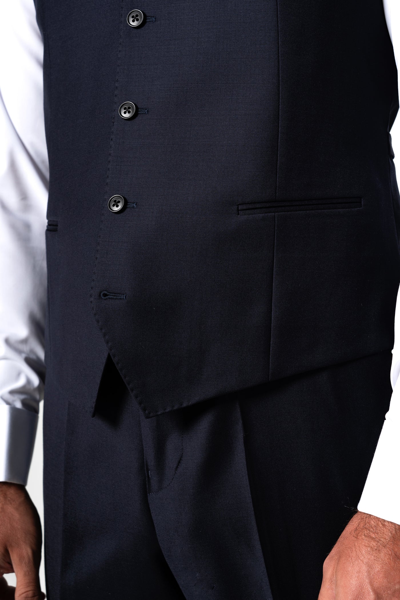 Plain Wool Dark Navy Tailoring Vest Single