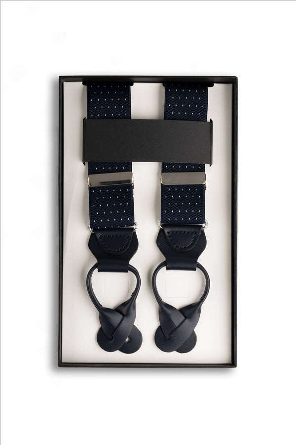Navy Blue Microdot Suspenders