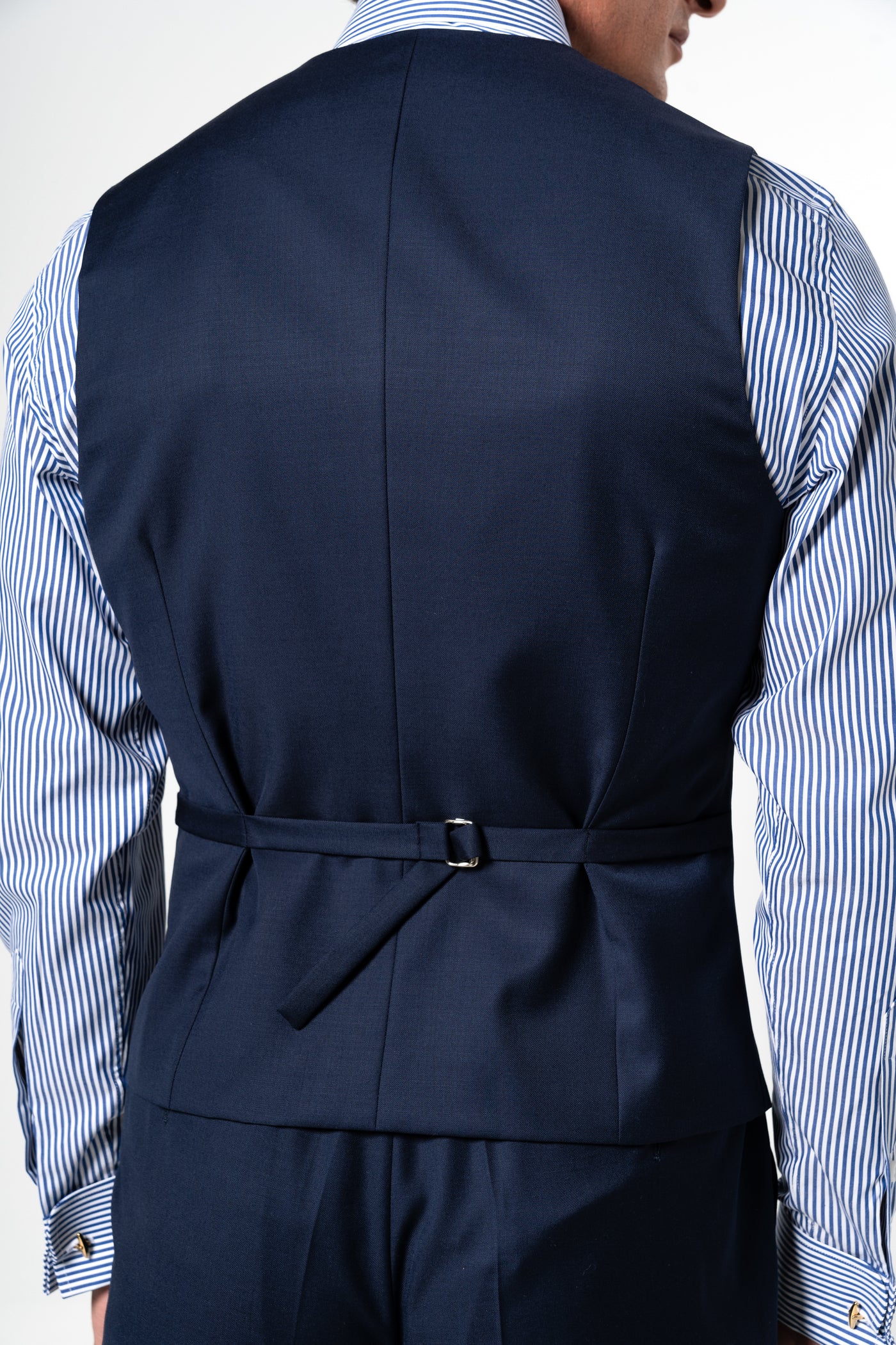 Plain Wool Navy Blue Tailoring Vest Single