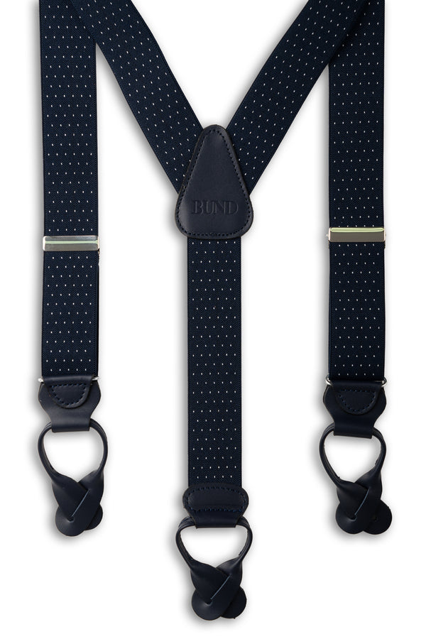 Navy Blue Microdot Suspenders