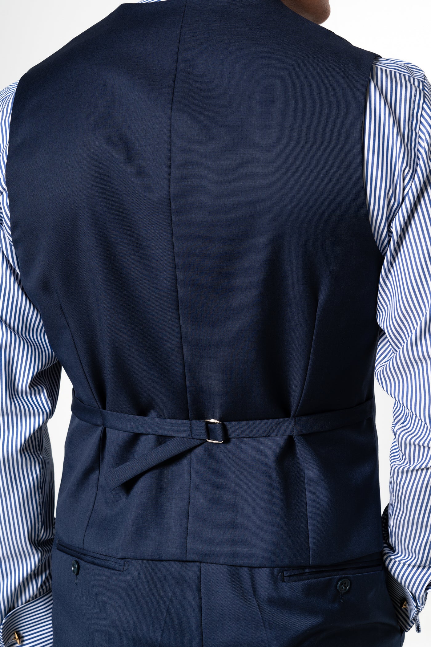 Plain Wool Navy Blue Tailoring Vest Double