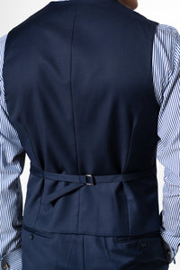 Plain Wool Navy Blue Tailoring Vest Double