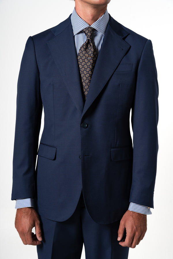 Plain Wool Navy Blue Suit