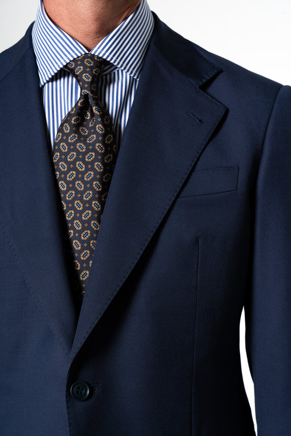 Plain Wool Navy Blue Suit