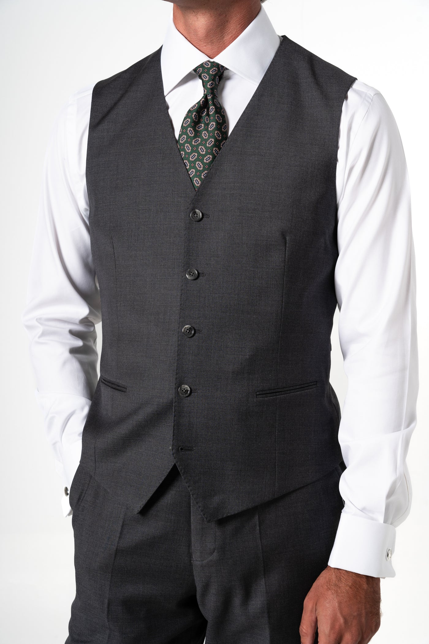 Plain Wool Stone Grey Tailoring Vest Single