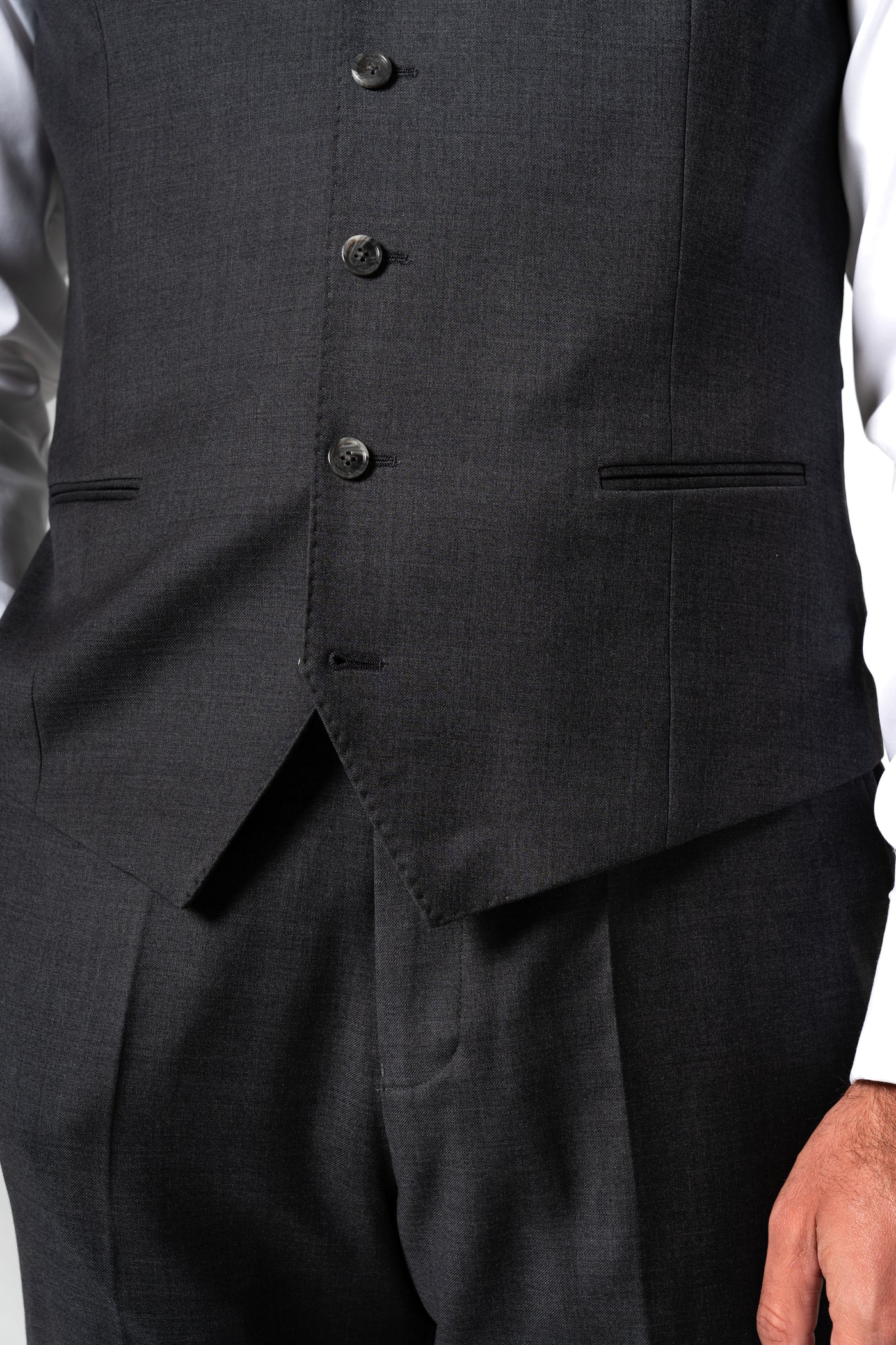 Plain Wool Stone Grey Tailoring Vest Single