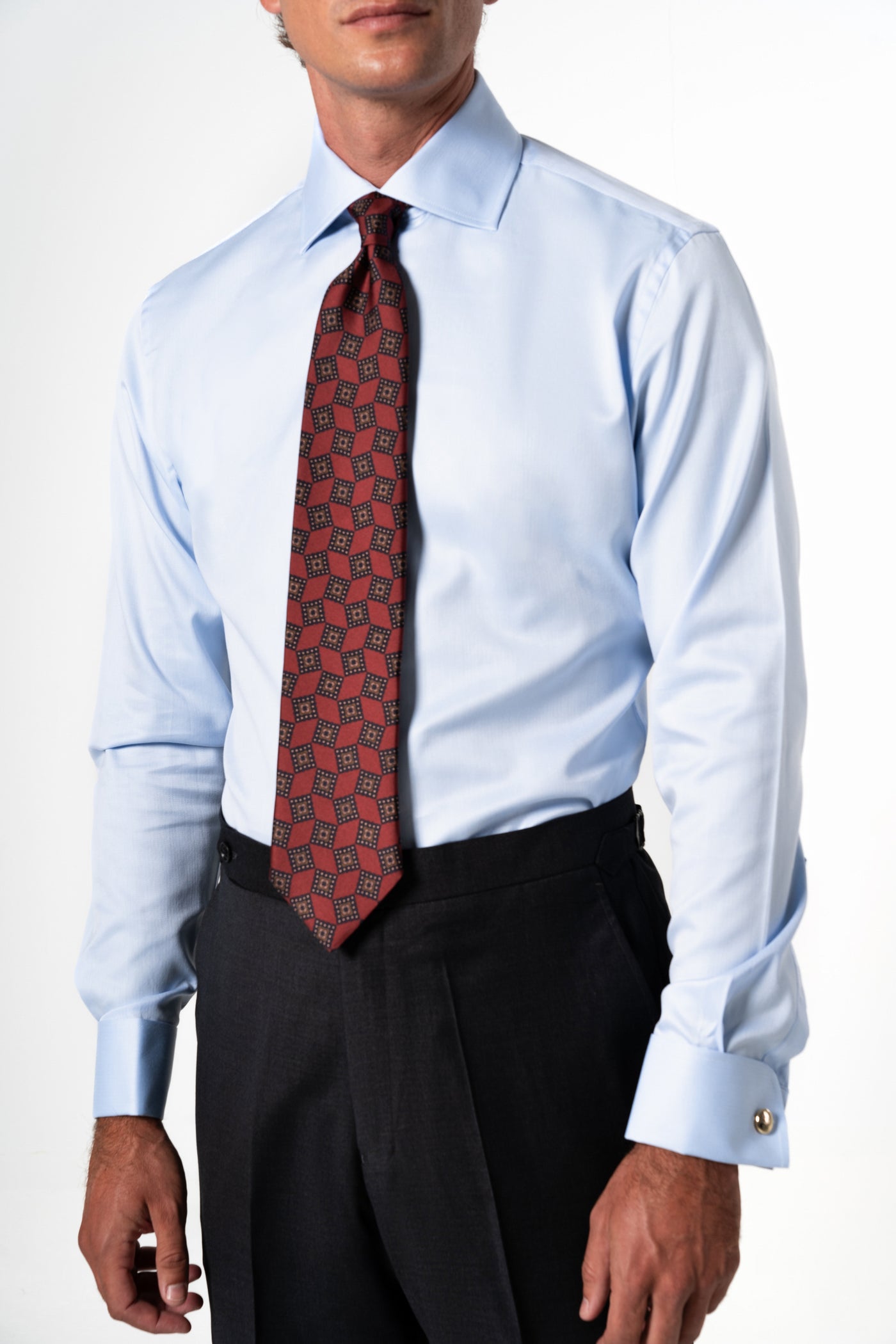 Herringbone Light Blue Business Shirt