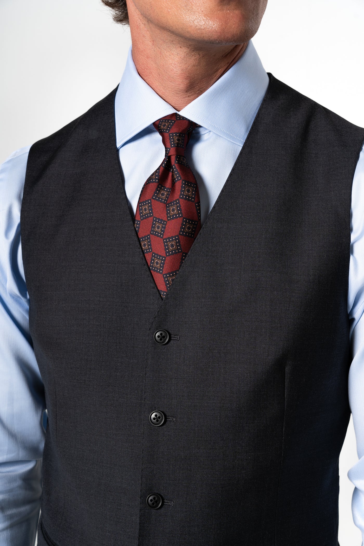 Plain Wool Dark Grey Tailoring Vest Single