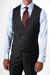 Plain Wool Dark Grey Tailoring Vest Double