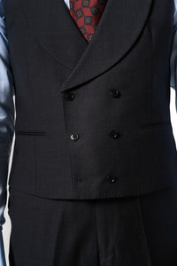 Plain Wool Dark Grey Tailoring Vest Double