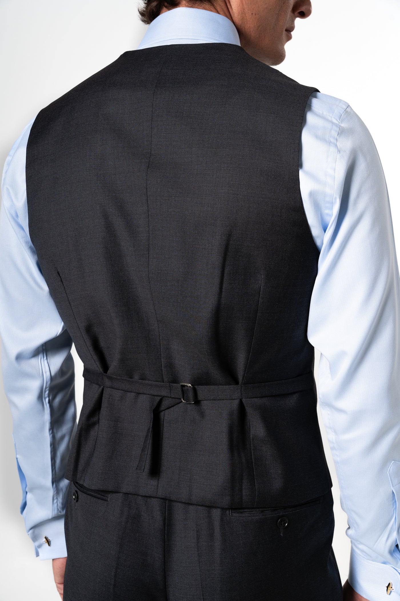 Plain Wool Dark Grey Tailoring Vest Double