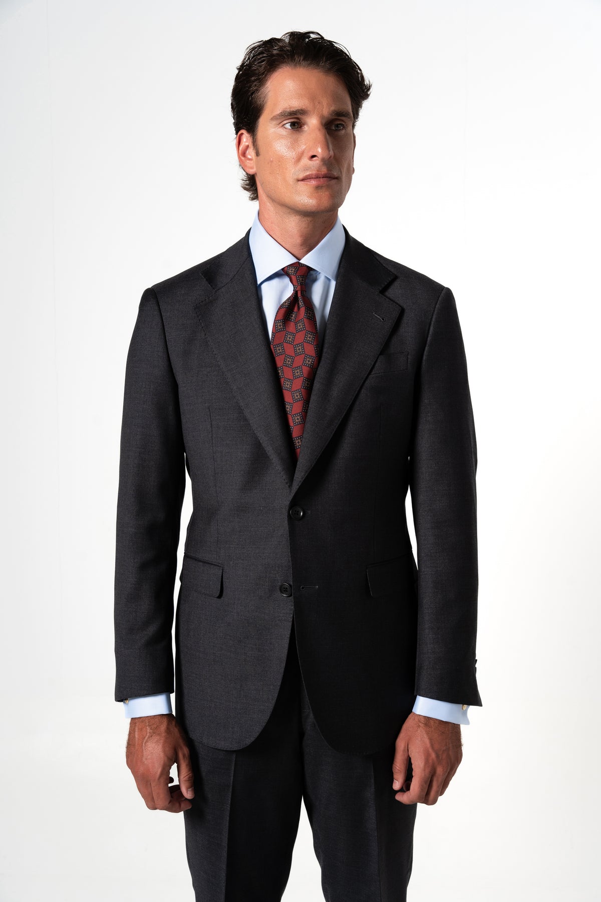 Plain Wool Dark Grey Suit