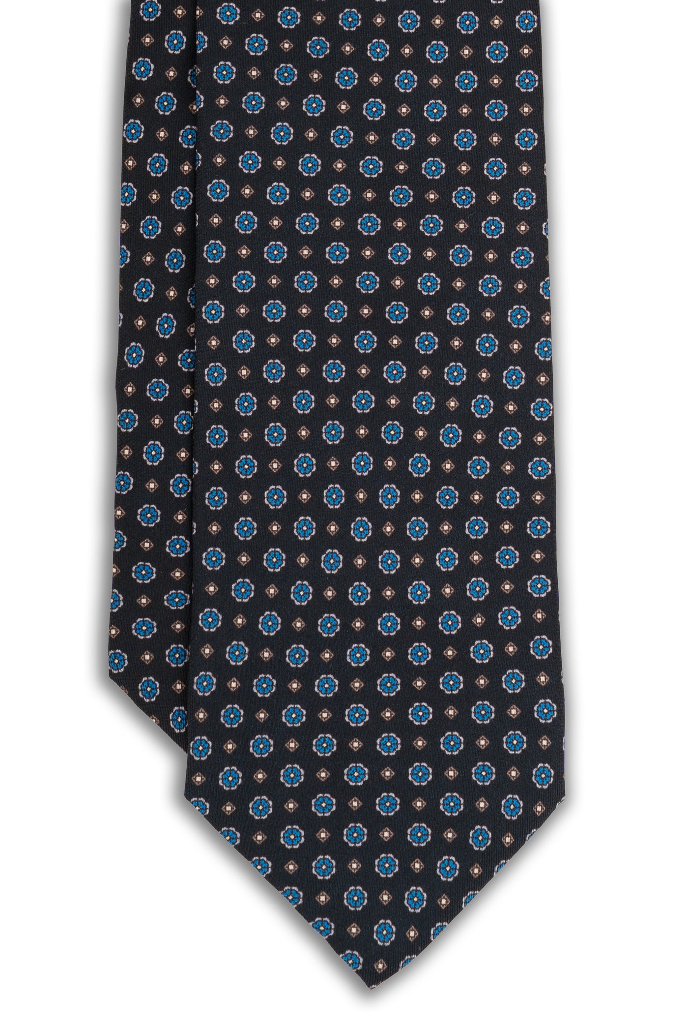 Corbata Microflores Azul Oscuro de seda - BUND