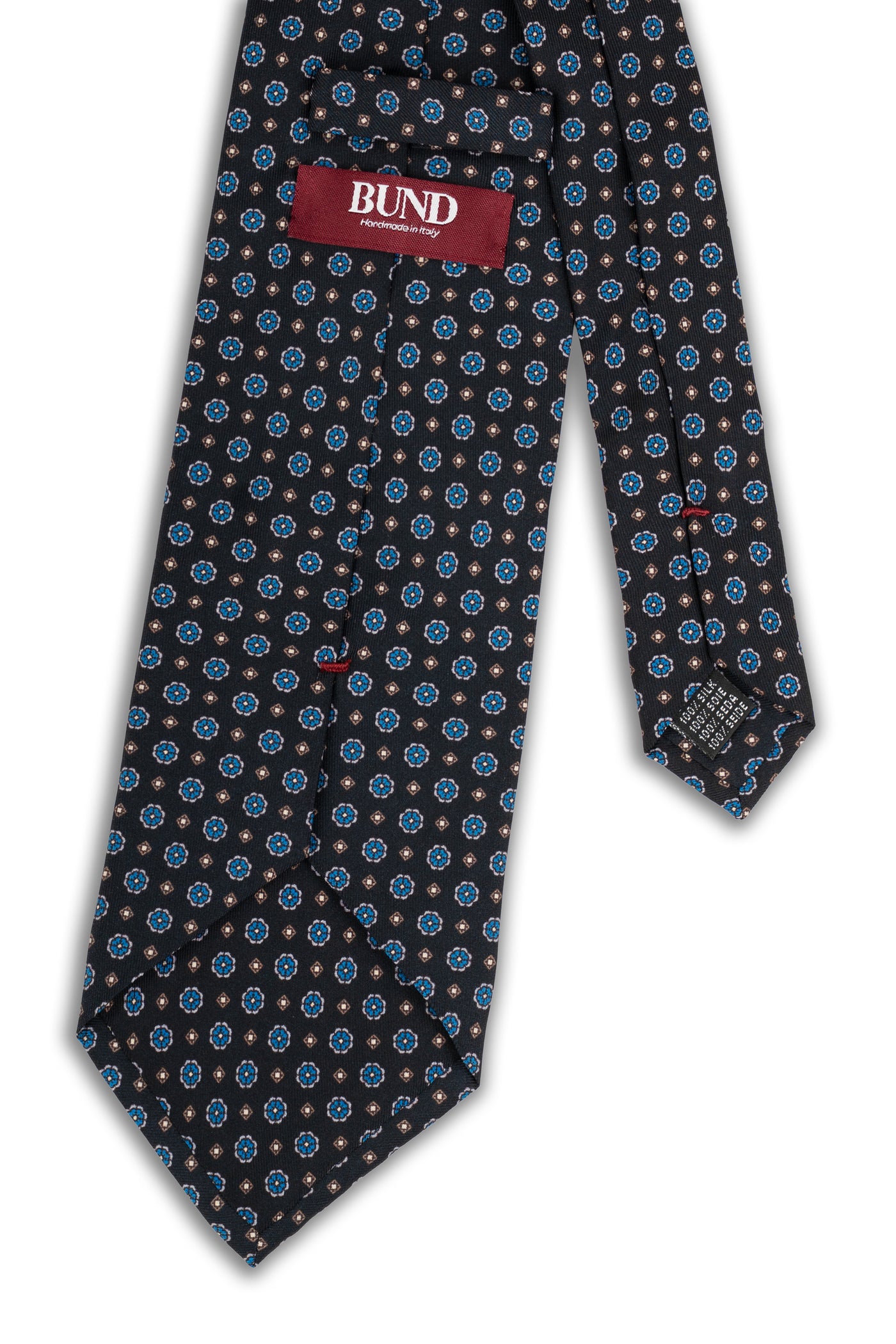 Corbata Microflores Azul Oscuro de seda - BUND