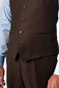 Plain Wool Chocolate Brown Tailoring Vest Single