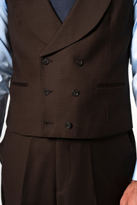 Plain Wool Chocolate Brown Tailoring Vest Double