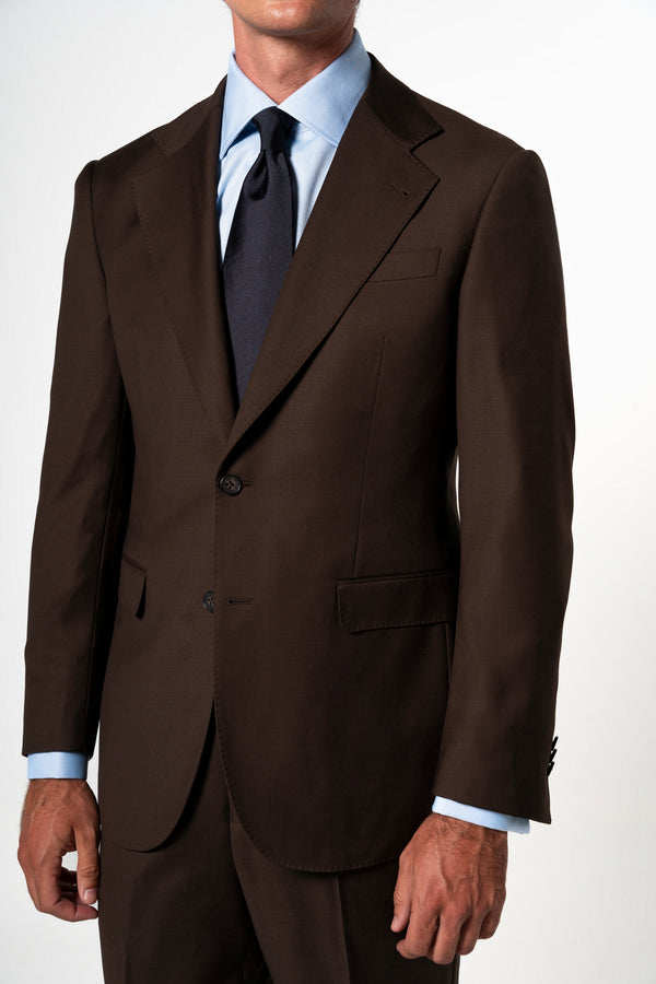 Plain Wool Chocolate Brown Suit